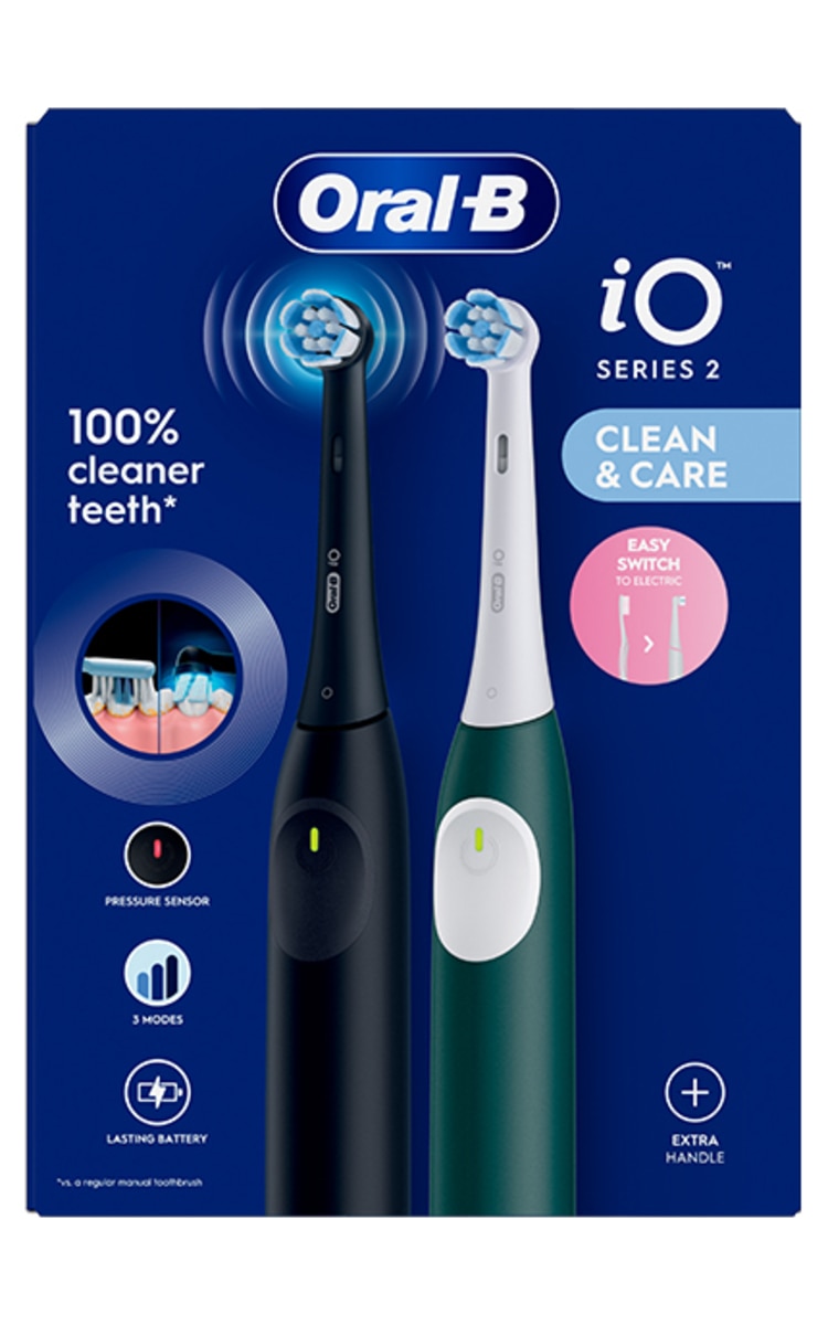 ORAL B ORAL-B iO2 Duo Black+Green elektriskā zobu birste, 2 gab.