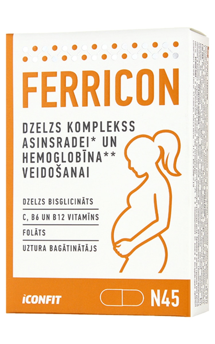 ICONFIT ICONFIT Ferricon komplekss grūtniecēm ar dzelzi, N45, 45 kapsulas