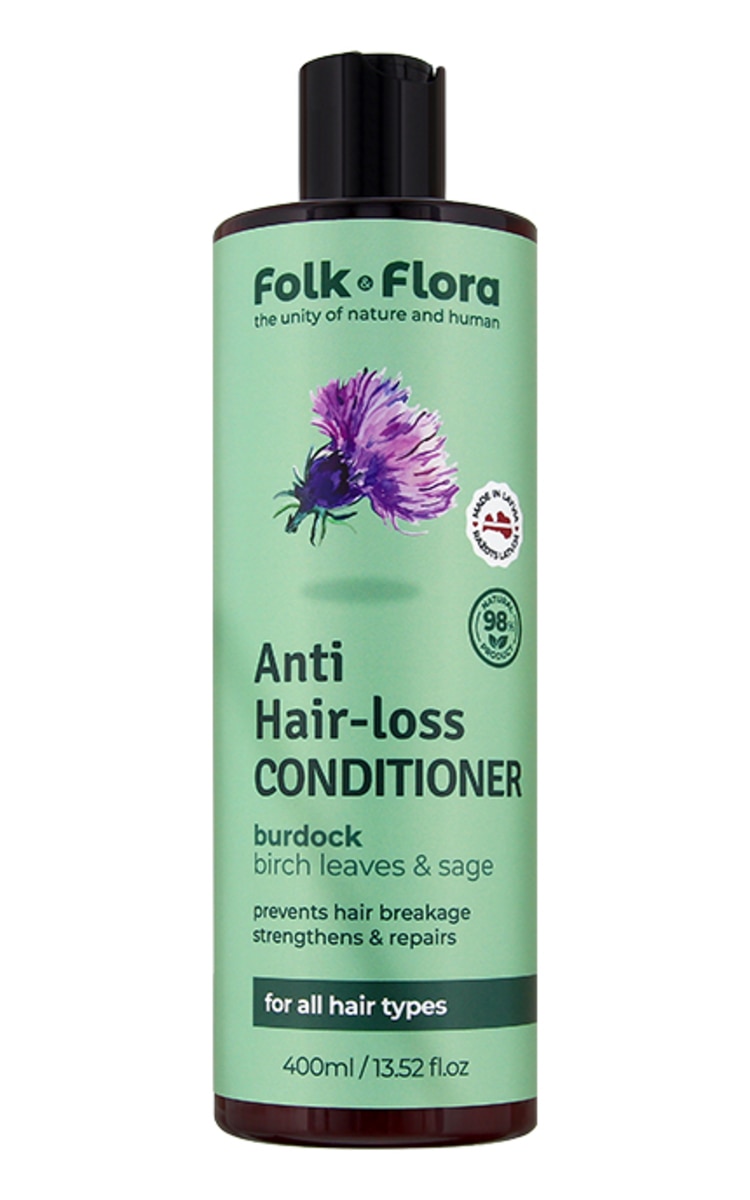 FOLK&FLORA FOLK&FLORA Anti Hair-Loss, Burdock, stiprinošs kondicionieris pret matu izkrišanu, 400ml