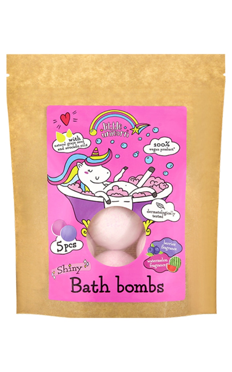 LITTLE UNICORN Vannas burbuļbumbas ar ogu un arbūza aromātu, 5x50g