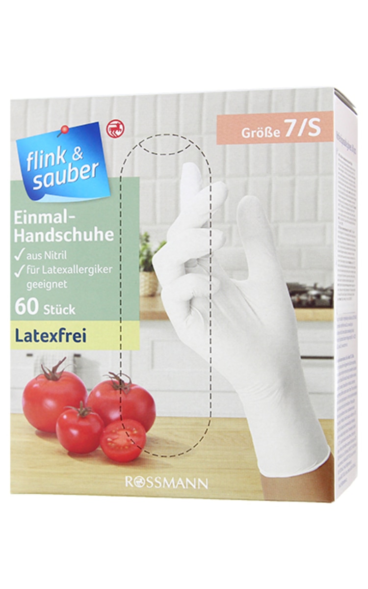 FLINK&SAUBER FLINK&SAUBER Vienreizlietojamie cimdi, 7/S izmērs, 60gab.