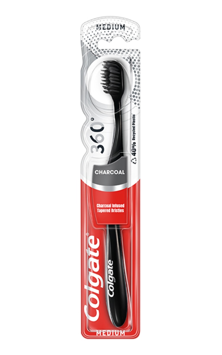 COLGATE COLGATE 360 Black Medium zobu birste (dažādas krāsas) 1 gab.