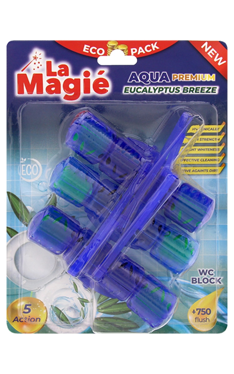 LA MAGIÉ Aqua Premium tualetes bloks, Ocean Breeze (Blue Water), 3x40g