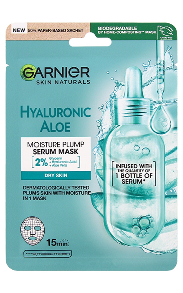 GARNIER GARNIER Hyaluronic Aloe auduma maska sejai, 28g 1 gab.