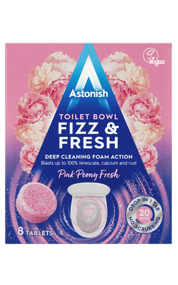 ASTONISH ASTONISH Toilet Bowl Fizz&Fresh Pink Peony Fresh таблетки для чистки унитаза, 8шт.