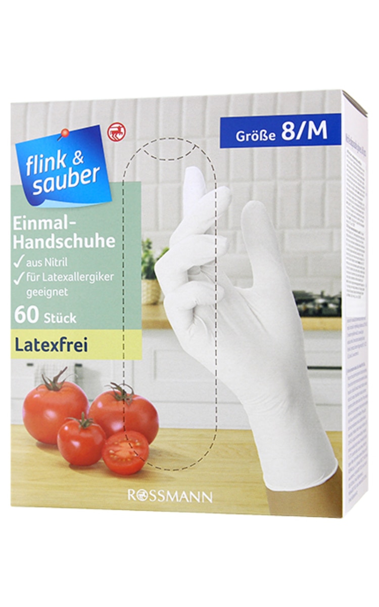 FLINK&SAUBER FLINK&SAUBER Vienreizlietojamie cimdi, 8/M izmērs, 60gab.