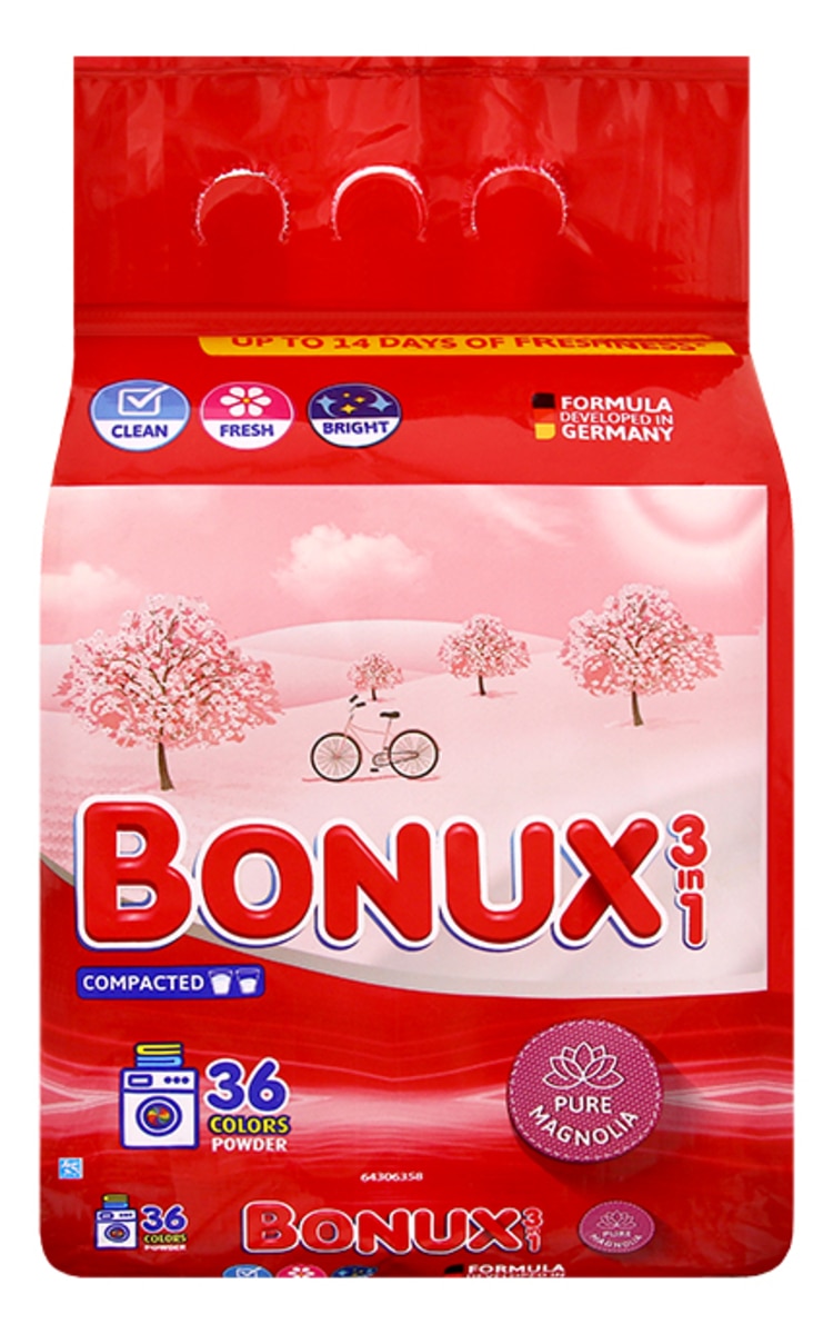 BONUX BONUX Color Pure Magnolia 3in1 pulveris krāsainas veļas mazgāšanai, 2.34kg 2340 g