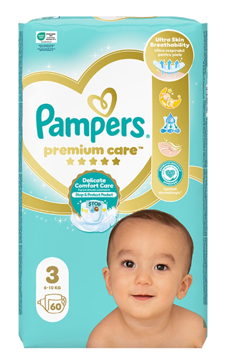 PAMPERS PAMPERS Premium Care Midi3 подгузники, 6-10кг, 60шт. 60 шт