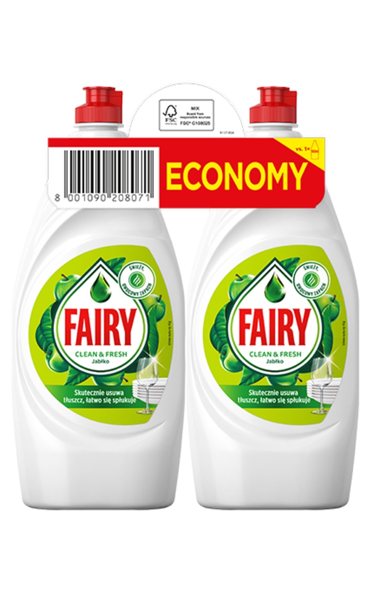 FAIRY FAIRY Apple trauku mazgāšanas līdzeklis, komplekts, 2x900ml 1800 ml