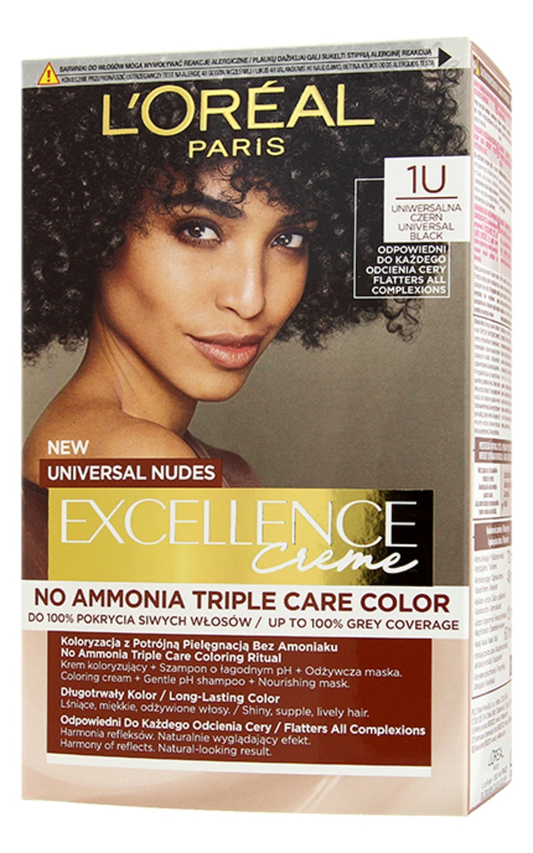 LOREAL EXCELLENCE EXCELLENCE Nudes cтойкая краска для волос 1U, Universal Black 1 шт