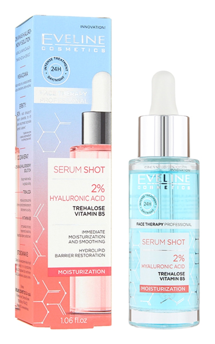 EVELINE EVELINE Serum Shot 2% Hyaluronic Acid увлажняющая процедура для лица, шеи и декольте, 30мл