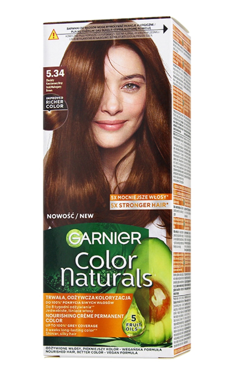 GARNIER COLOR NATURALS GARNIER COLOR NATURALS питательная краска для волос, 5.34 Gold Mahogany Brown 1 шт