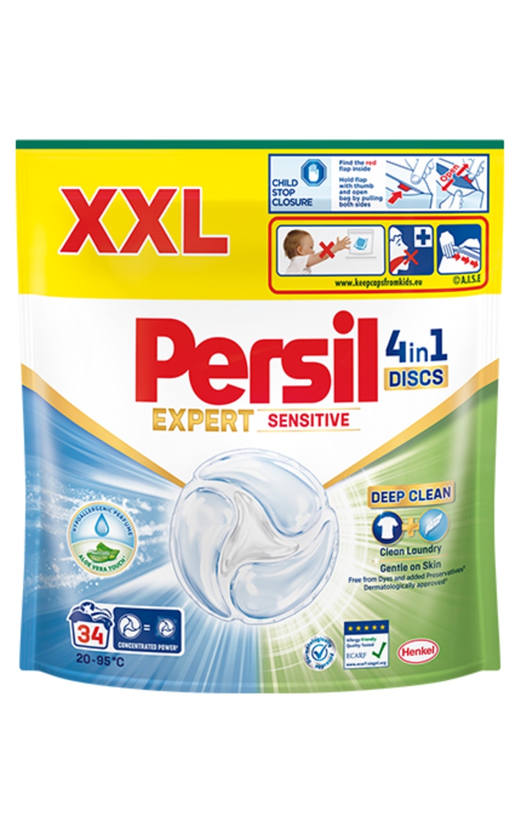 PERSIL PERSIL Sensitive Discs 4in1 kapsulas veļas mazgāšanai, 34gab.