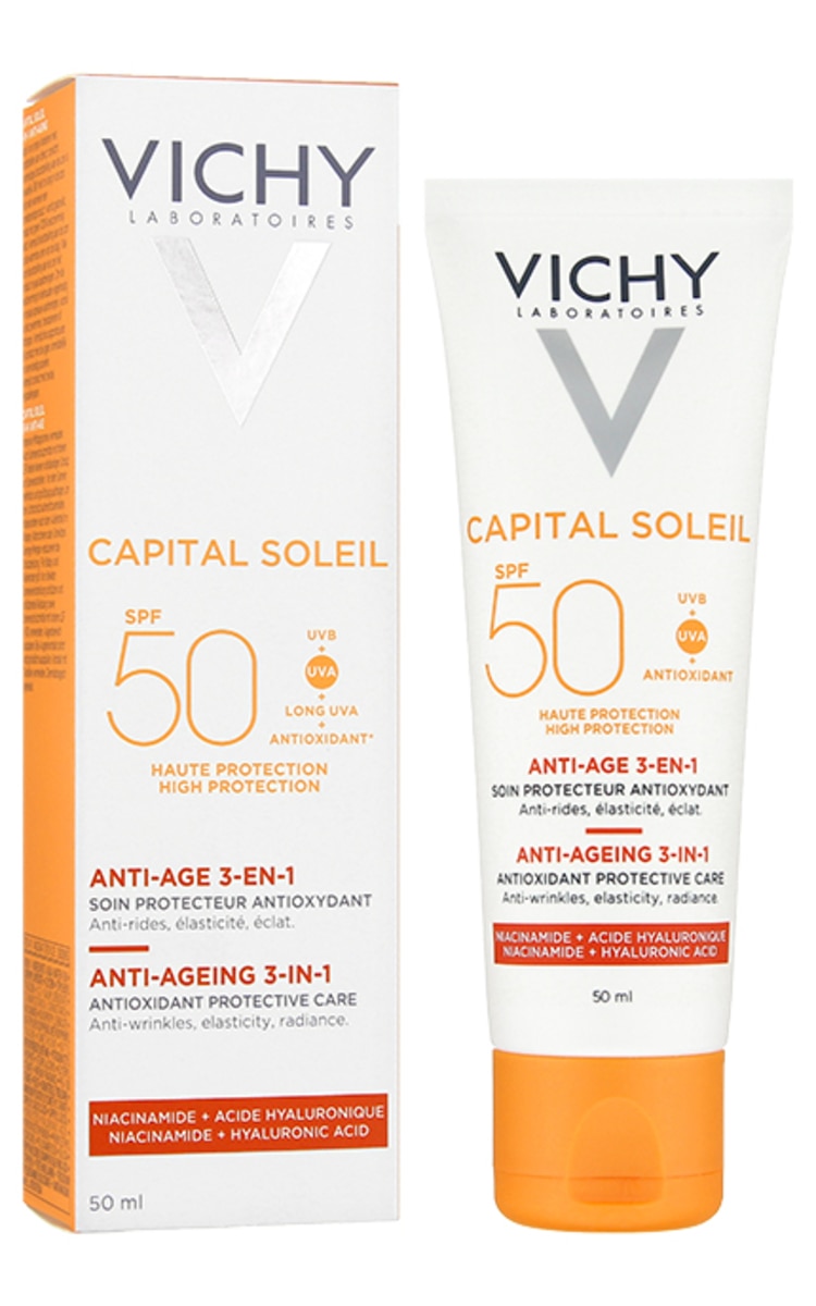VICHY VICHY Ideal Soleil Anti-Ageing SPF 50+, антивозрастной солнцезащитный крем для лица, 50мл