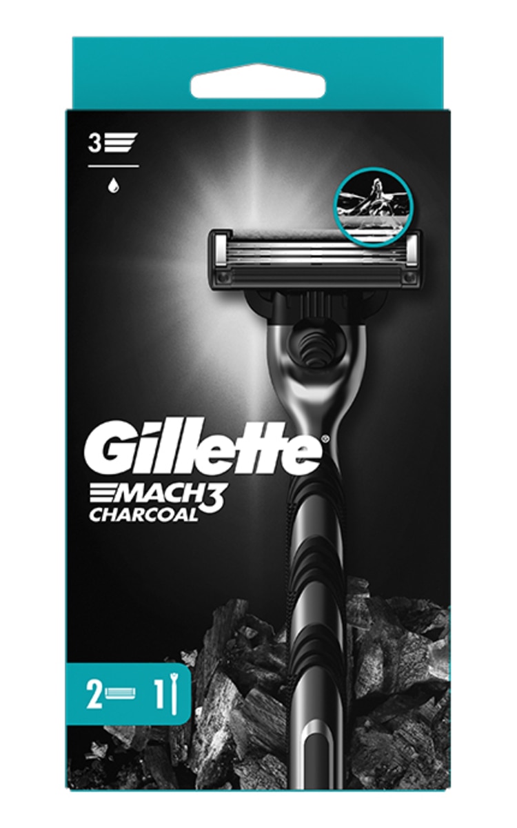 GILLETTE GILLETTE Mach3 Charcoal skūšanās aparāts vīriešiem + 2 kasetnes 1 gab.