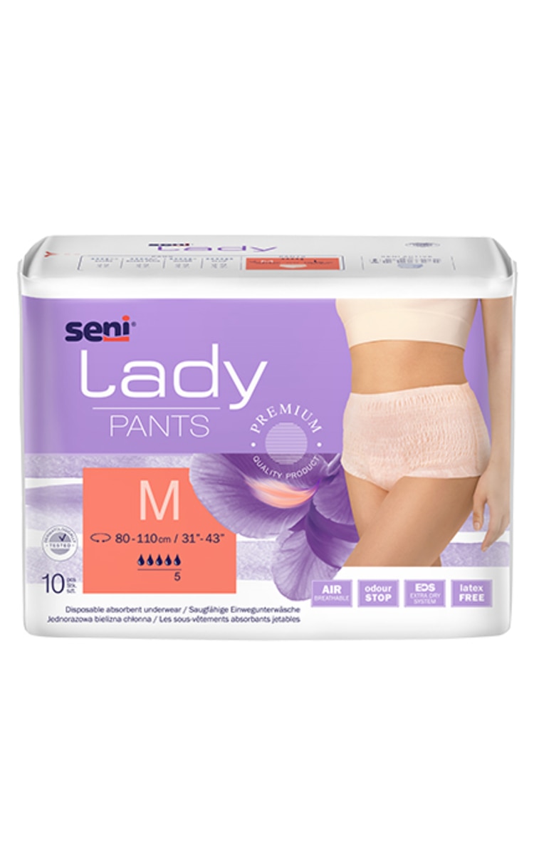 SENI SENI Lady Pants biksītes, uzsūcošā apakšveļa sievietēm, izmērs M, 10gab.