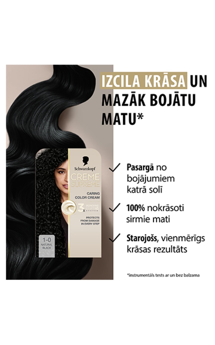 CRÈME SUPREME краска для волос, 1-0 Natural Black
