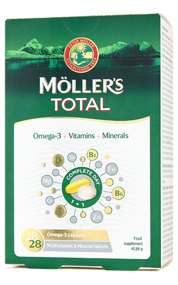 MOLLER MOLLER`S Total Omega-3+Vitamins+Minerals пищевая добавка N28/28 56 шт