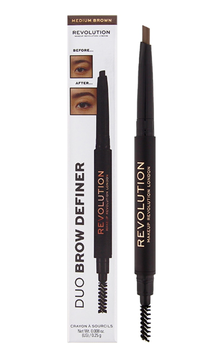 MAKE UP REVOLUTION MAKEUP REVOLUTION Duo Brow Definer uzacu zīmulis, Medium Brown, 0.15g Medium Brown