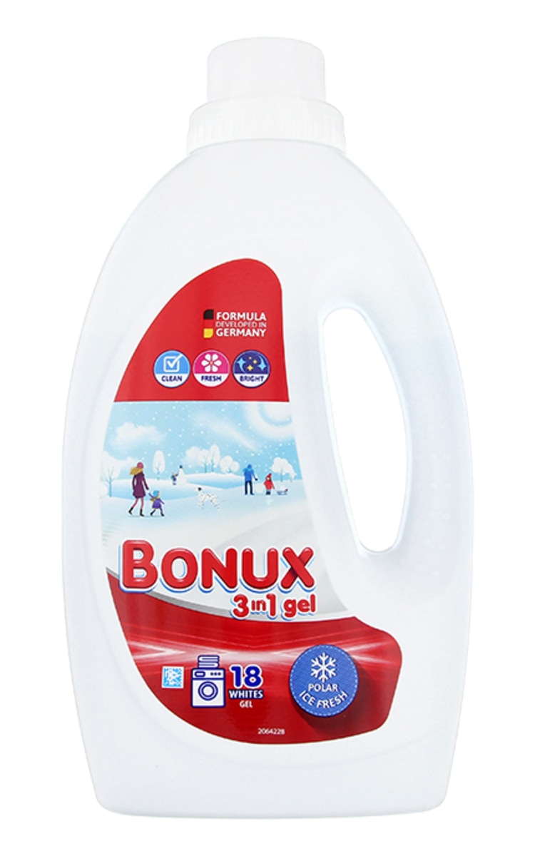 BONUX BONUX Liquid Polar Ice Fresh White līdzeklis baltas veļas mazgāšanai, 0.9l 900 ml