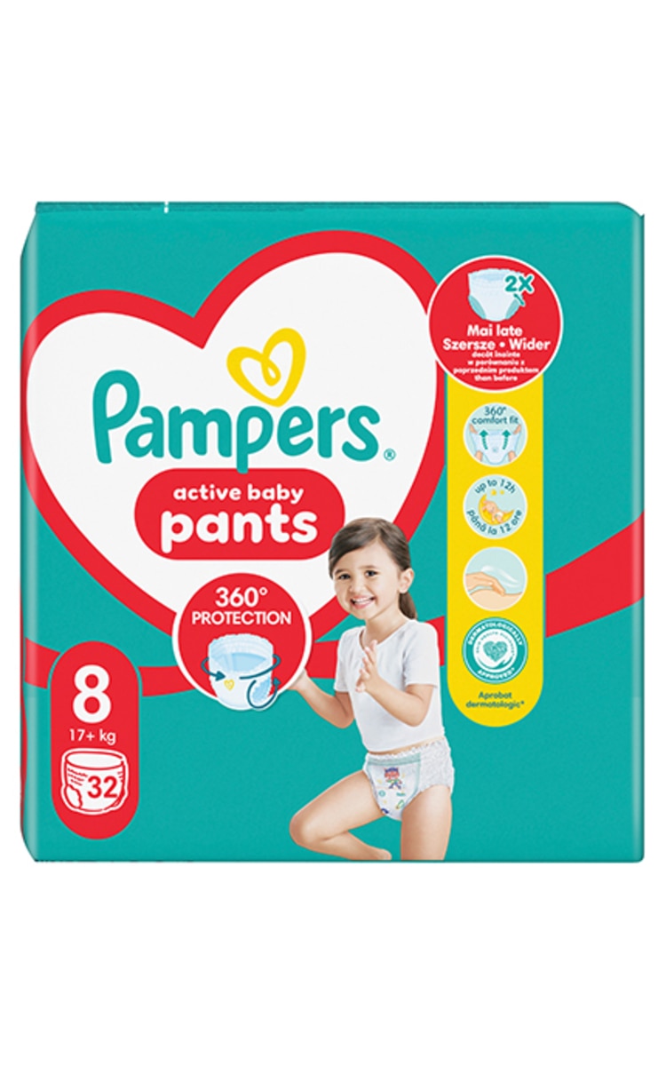 PAMPERS PAMPERS Pants Jumbo Pack autiņbiksītes-biksītes, 8. izmērs, 19kg +, 32gab.