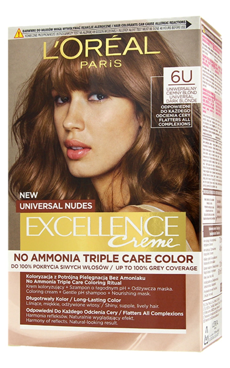 LOREAL EXCELLENCE EXCELLENCE Nudes cтойкая краска для волос 6U, Universal Dark Blonde 1 шт