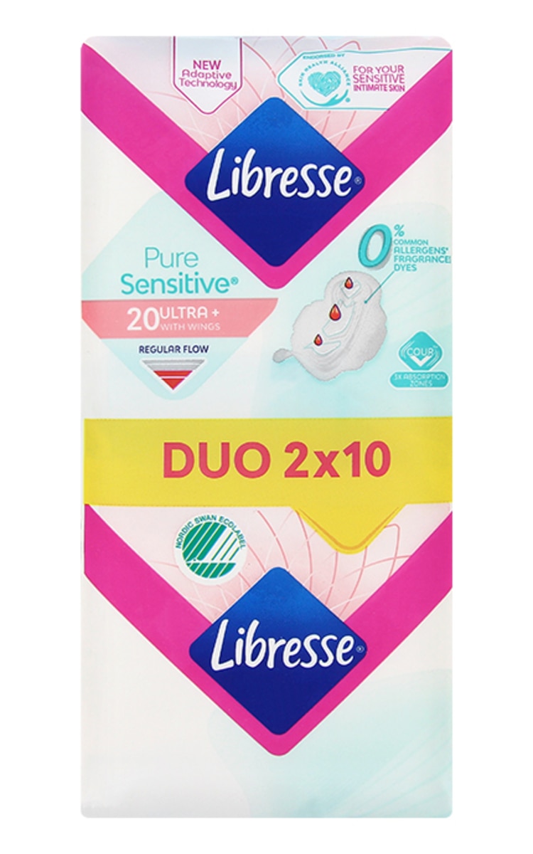 LIBRESSE LIBRESSE Pure Sensitive Ultra+ Regular Wing Duo гигиенические прокладки, 2x10шт. 20 шт