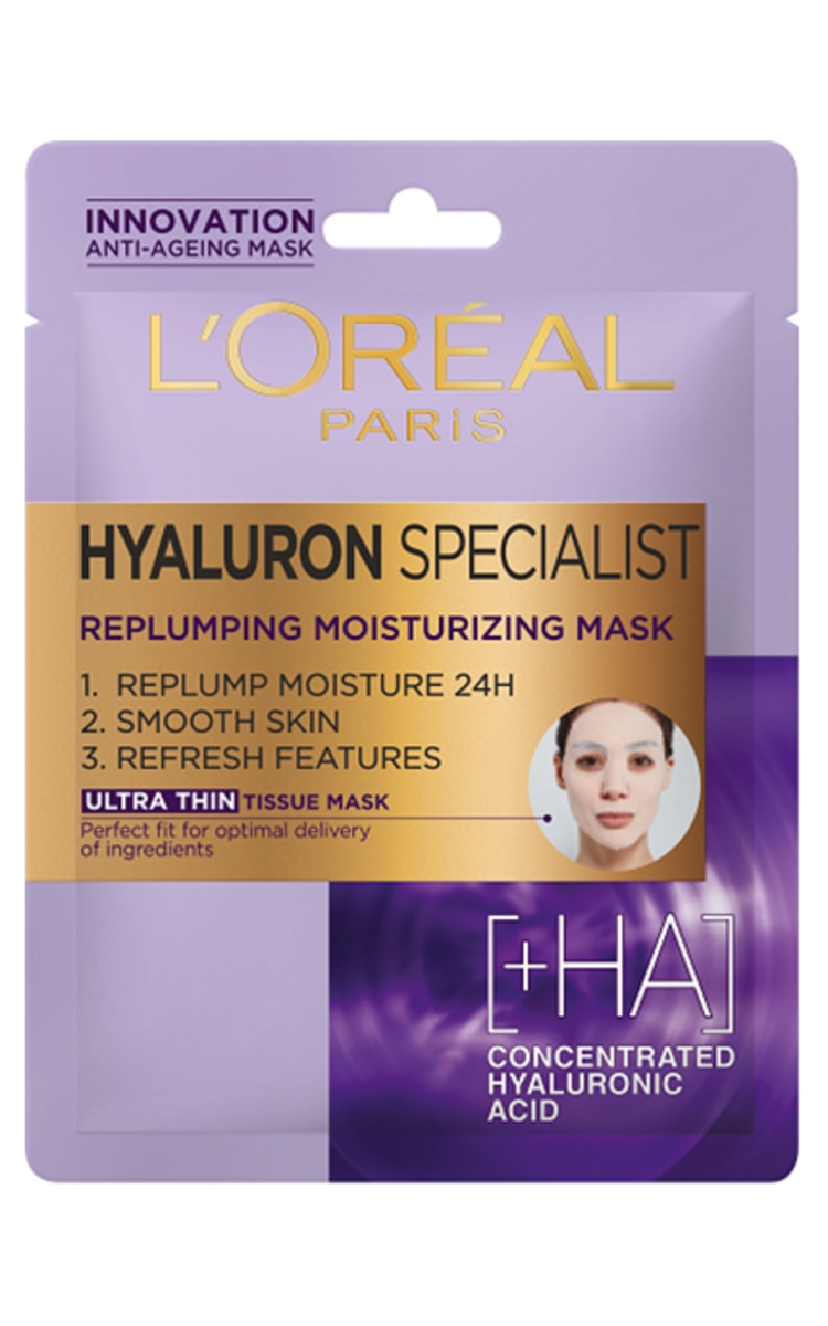 L`OREAL L'OREAL Hyaluron Specialist tvirtumu piešķiroša un mitrinoša sejas maska-salvete, 42g 1 gab.