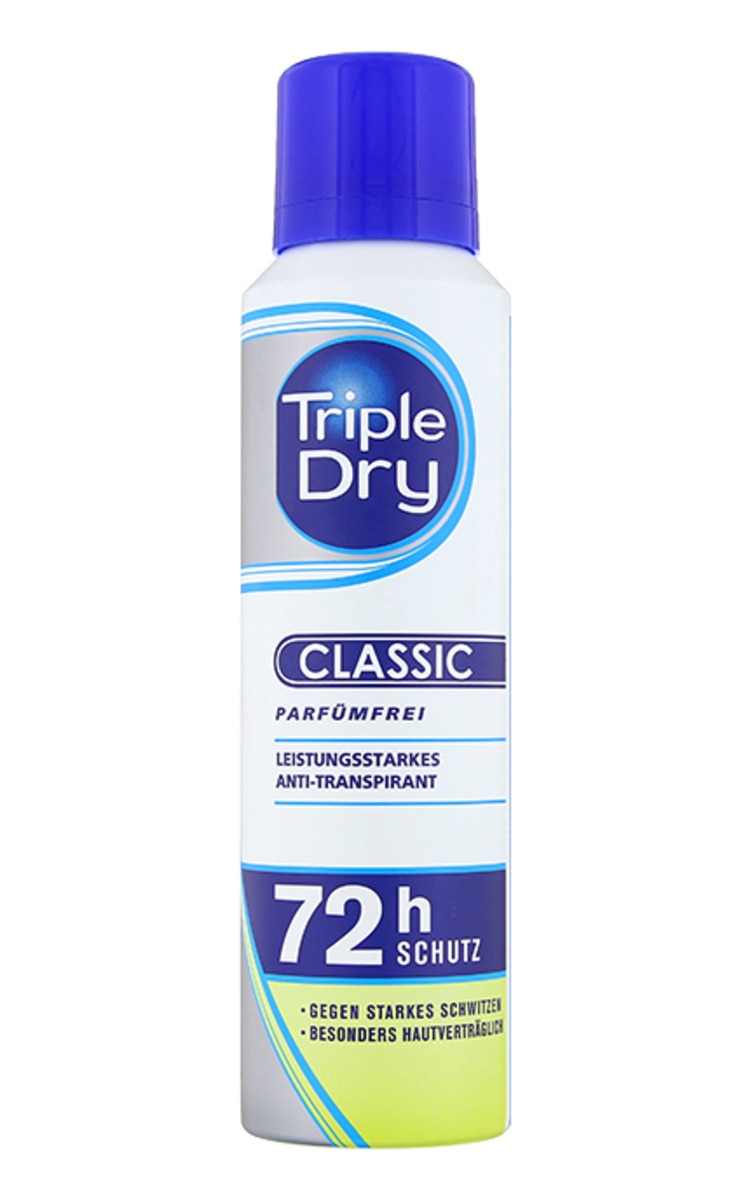 TRIPLE DRY TRIPLE DRY Classic ātri žūstošs izsmidzināms dezodorants, 150ml 150 ml