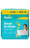  PAMPERS undefined PAMPERS Fresh & Clean mitrās salvetes bērniem, Plastic Free, 5x52gab. 