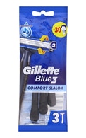 GILLETTE Blue3 Comfort Slalom vienreizējie vīriešu skuvekļi, 3gab.