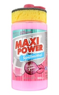 MAXI POWER Trauku mazgāšanas želeja ar dozatoru un trauku mazgāšanas sūkli, BUBBLE GUM, 1000ml