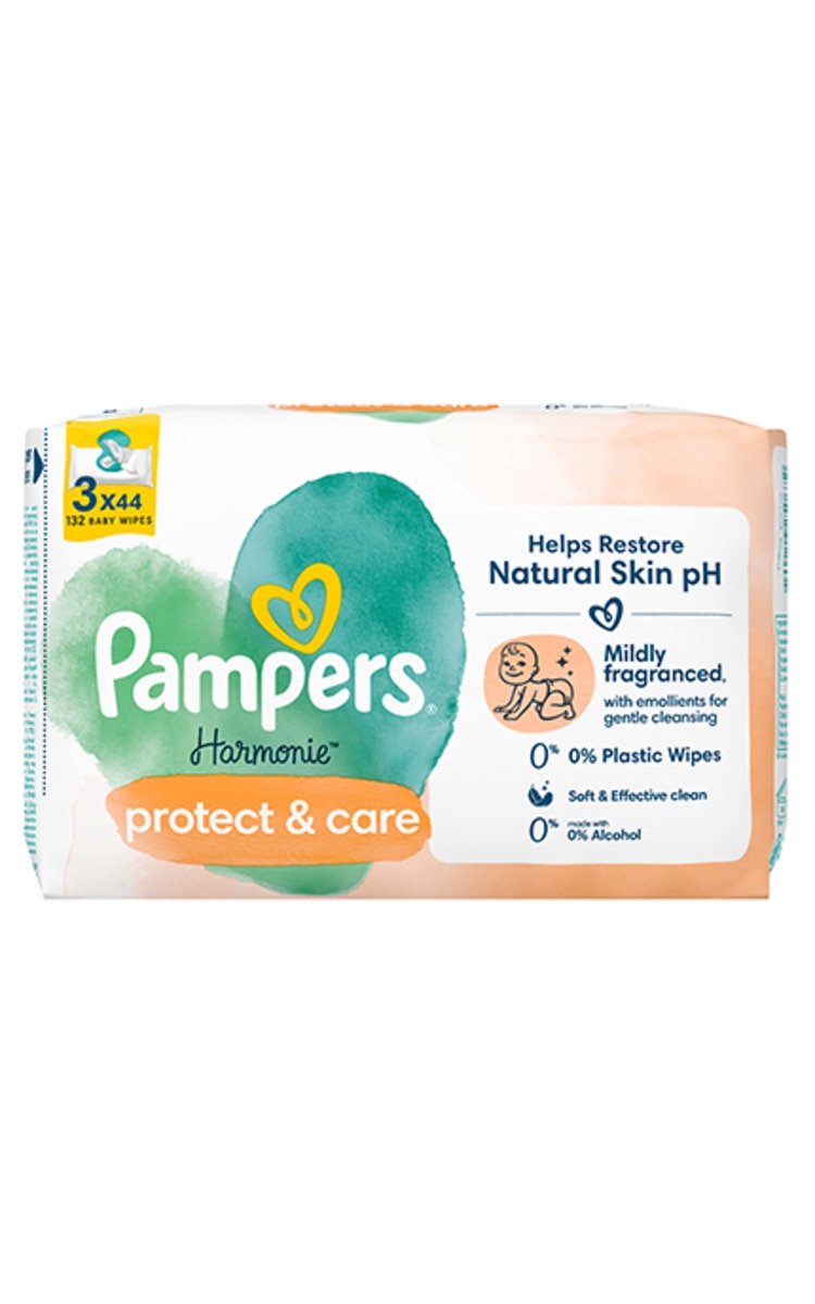 PAMPERS PAMPERS Harmonie Calendula mitrās salvetes, Plastic Free, 3x44gab.