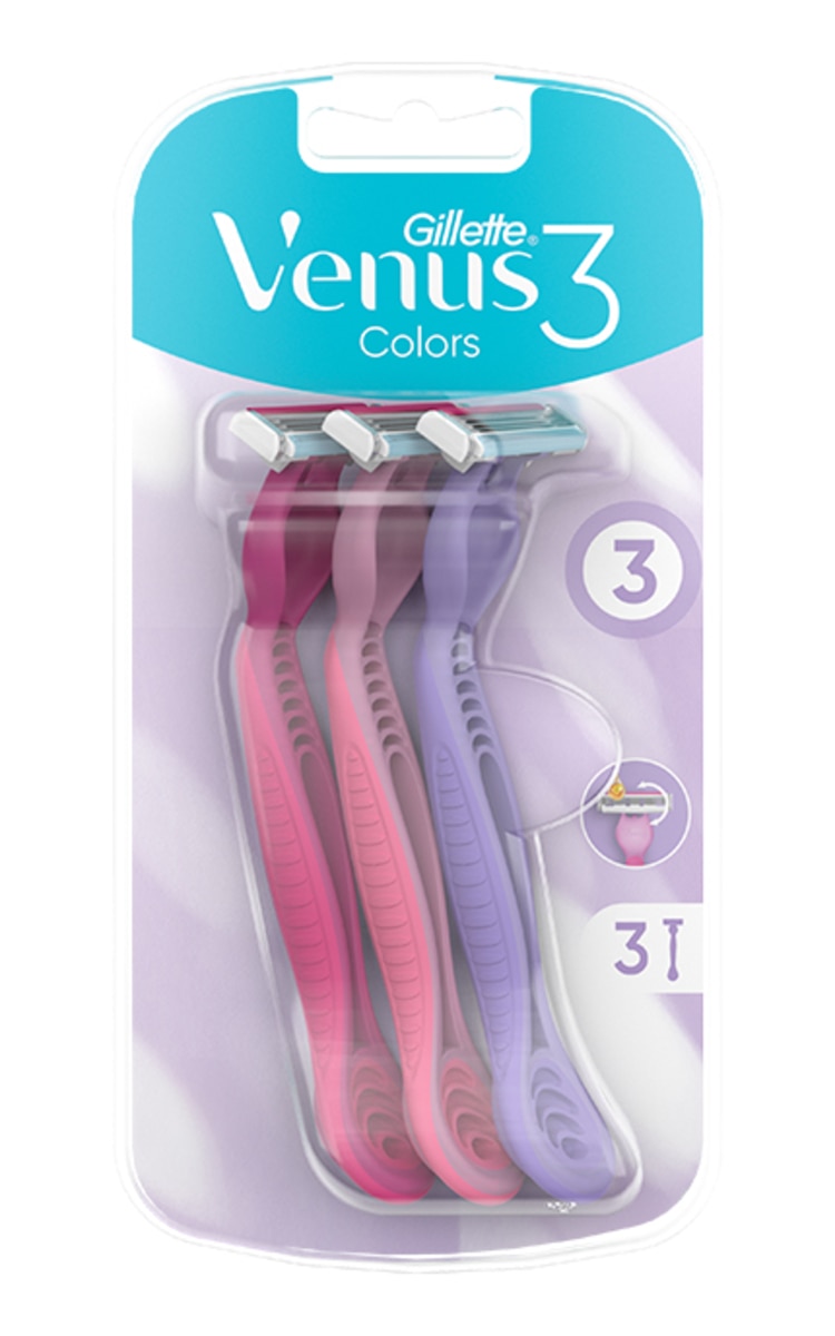GILLETTE GILLETTE Venus3 Colors vienreizējie sieviešu skuvekļi, 3gab. 3 gab.