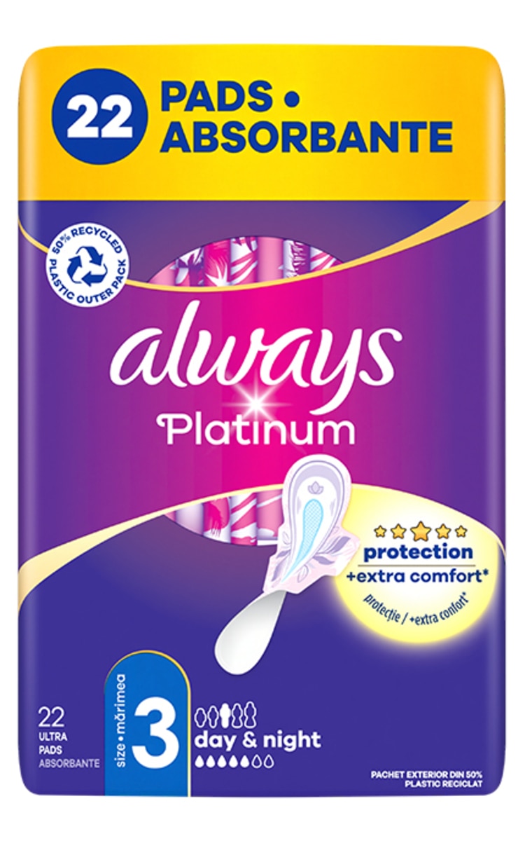 ALWAYS ALWAYS Ultra Platinum Night Quattro higiēniskās paketes, 22gab. 22 gab.