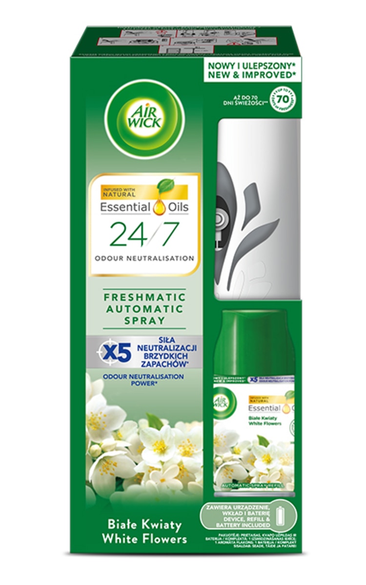 AIR WICK AIR WICK White flowers automātiskā gaisa atsvaidzinātāja komplekts, 250ml