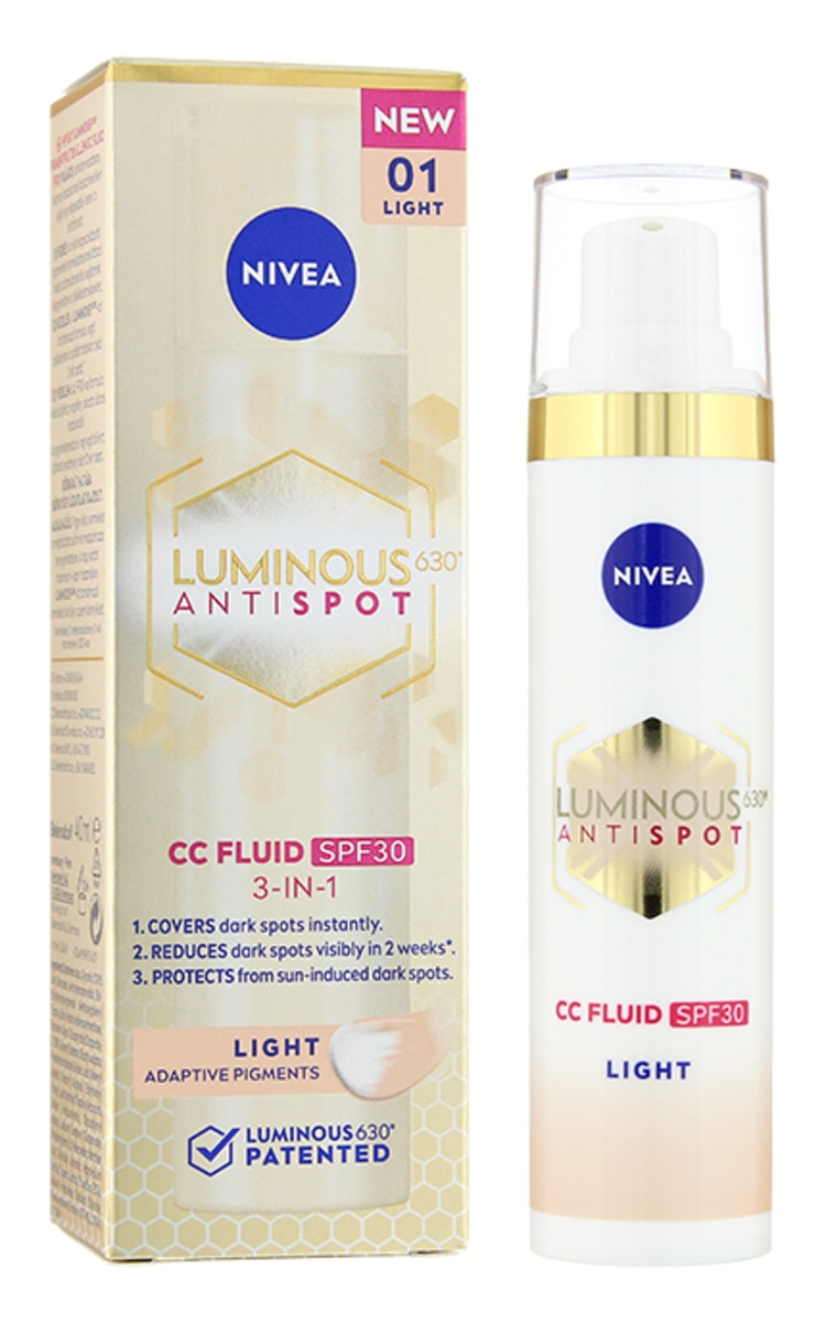 NIVEA VISAGE NIVEA Luminous 630® Antispot CC fluīds ar toni un SPF30, 01 Light, 40ml 40 ml