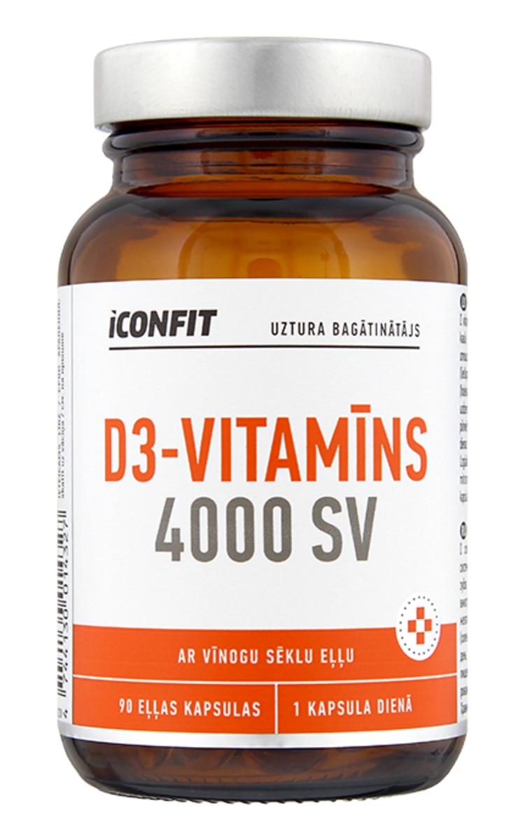 ICONFIT ICONFIT D3 vitamīns 4000 SV ar vīnogu sēklu eļļu, N90, 90 kapsulas