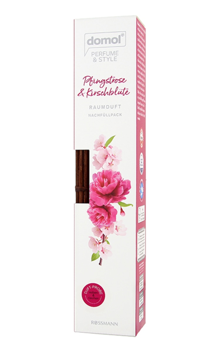 DOMOL DOMOL Pfingstrose&Kirschblute aromātiskie kociņi, rezerves uzpilde, 90ml