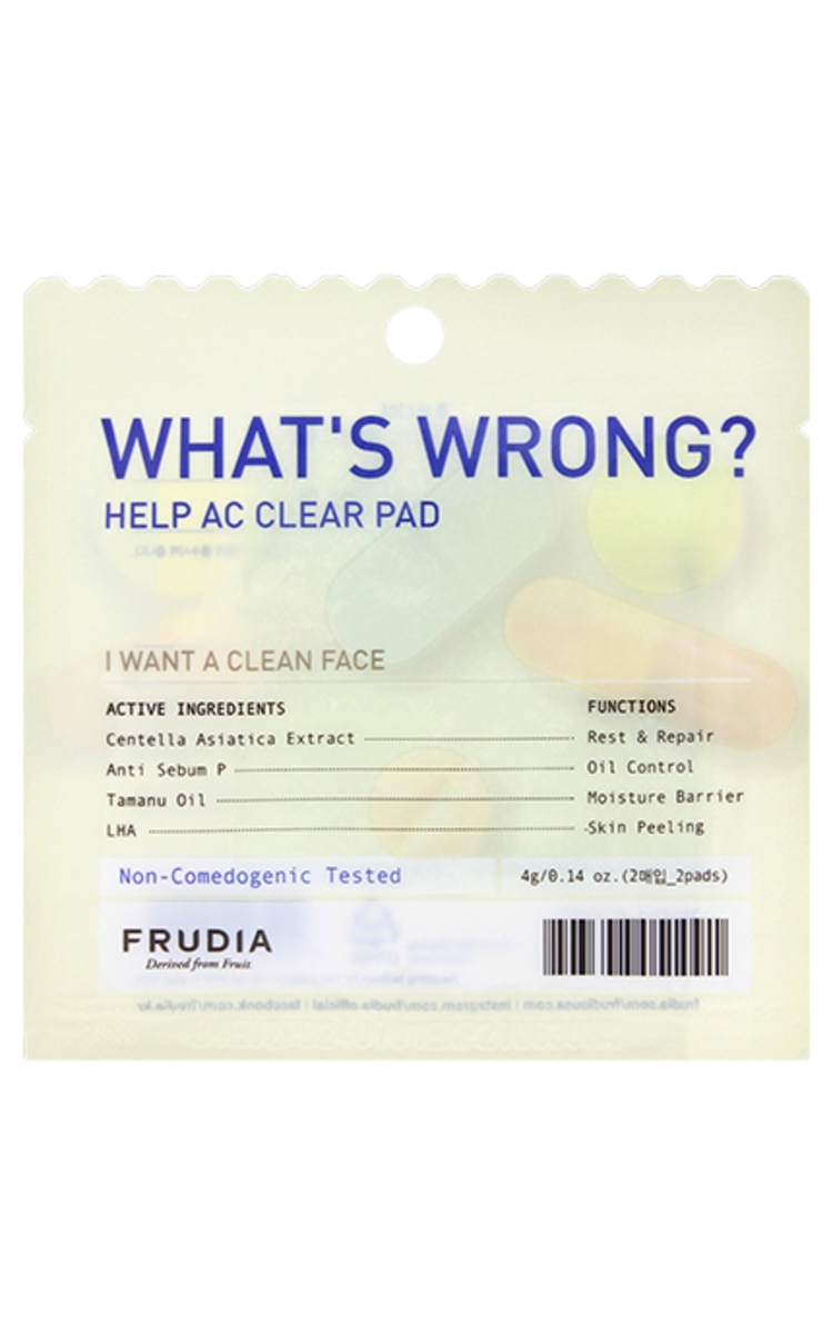 FRUDIA FRUDIA What's Wrong Help AC Clear очищающие подушечки, 2шт.