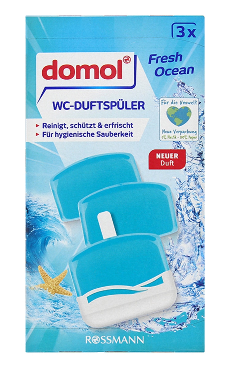 DOMOL DOMOL Fresh Ocean освежающие блоки для унитаза, 3x55мл 165 мл