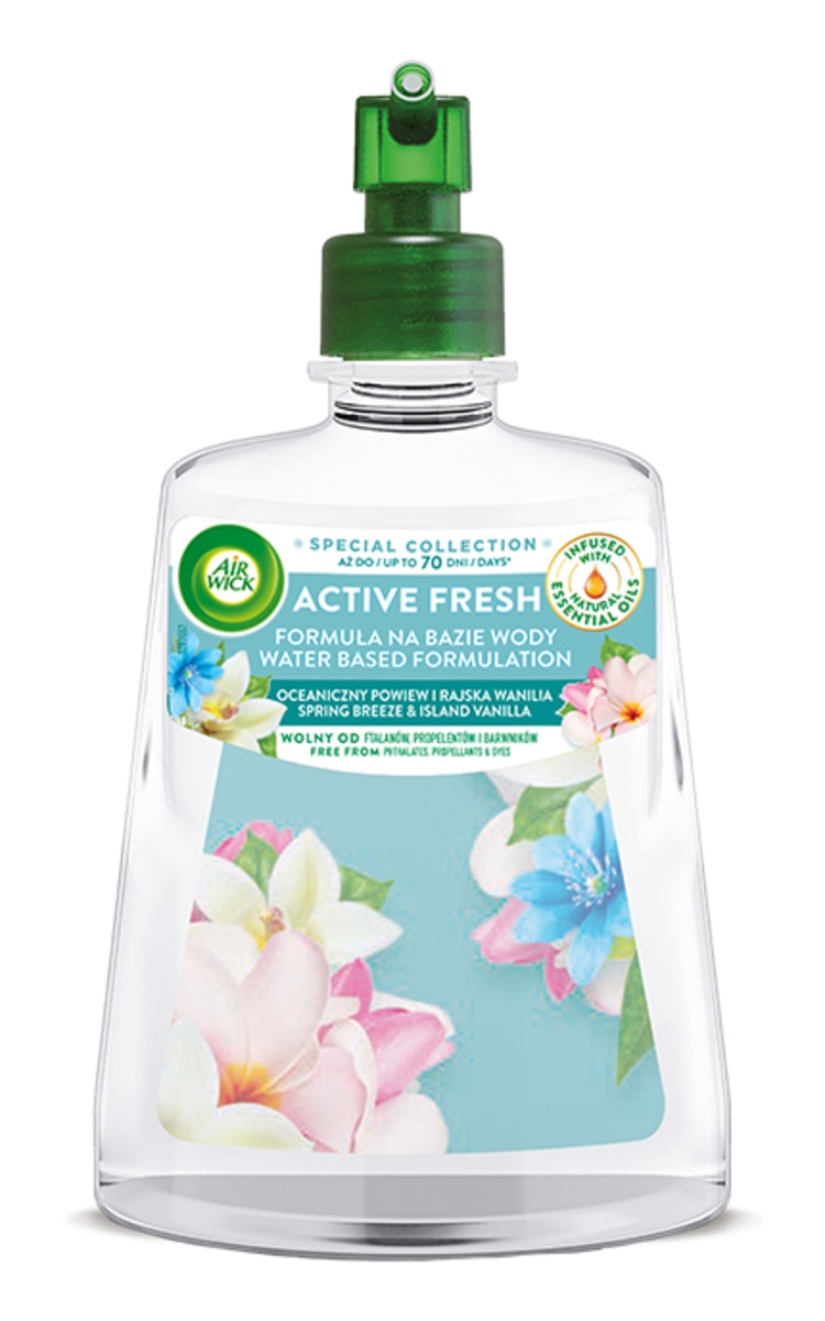 AIR WICK AIR WICK Fresh Spring Breeze & Island Vanilla automātiskā gaisa atsvaidzinātāja rezerve, 228ml 250 ml
