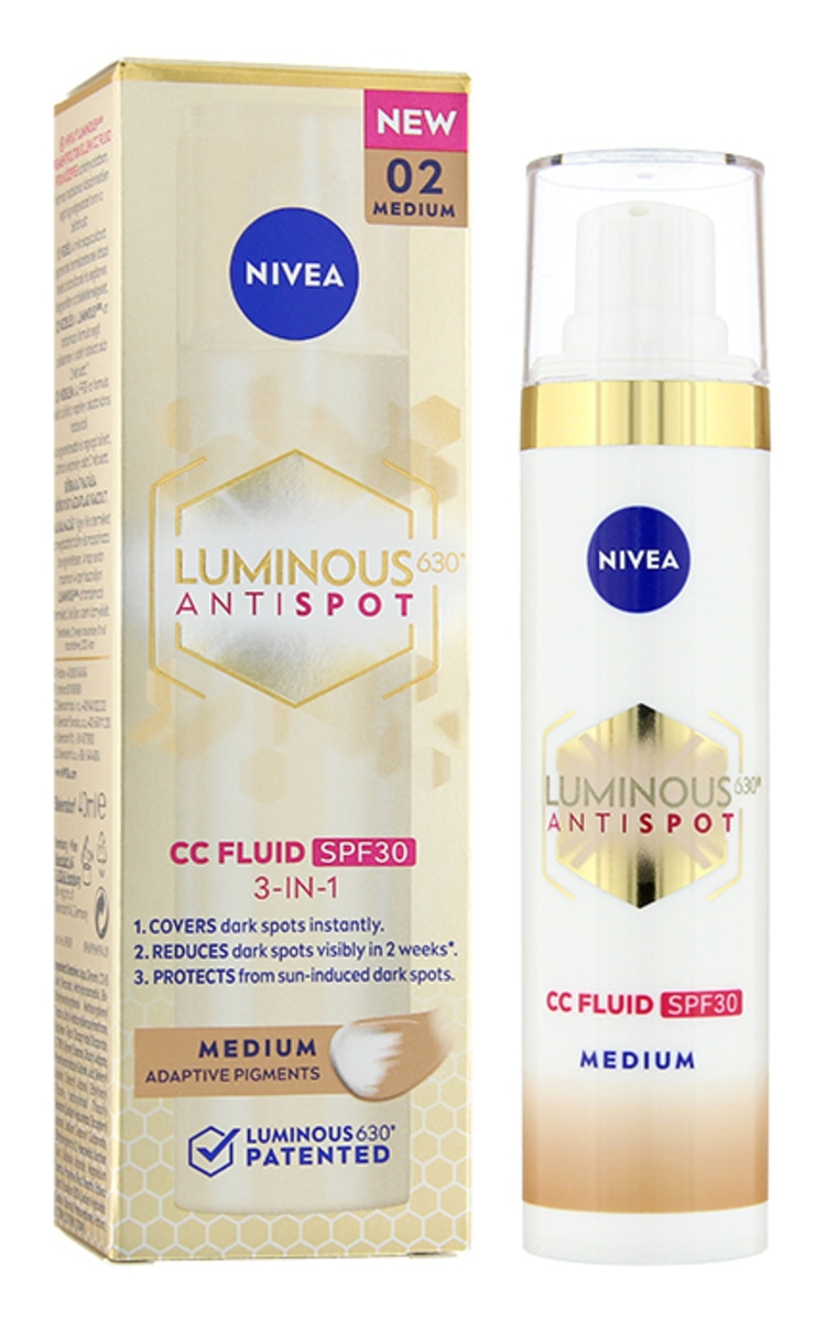 NIVEA VISAGE NIVEA Luminous 630® Antispot CC fluīds ar toni un SPF30, 02 Medium, 40ml 40 ml