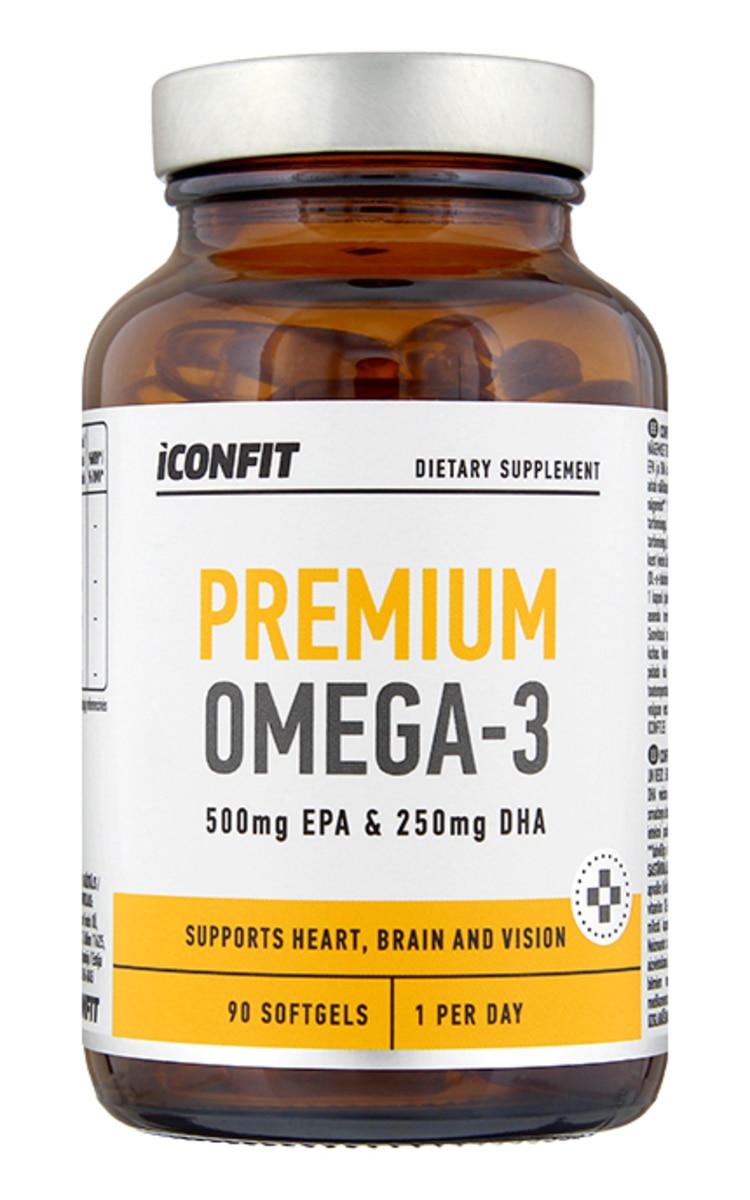 ICONFIT ICONFIT Premium Omega 3 (500mg EPA & 250mg DHA) uztura bagātinātājs, N90, 90 kapsulas