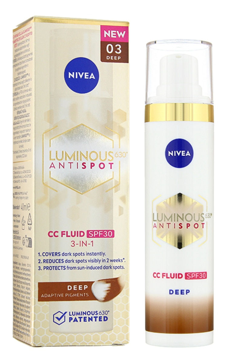 NIVEA VISAGE NIVEA Luminous 630® Antispot CC fluīds ar toni un SPF30, 03 Deep, 40ml 40 ml