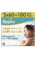  PAMPERS undefined PAMPERS Aqua Soft Touch mitrās salvetes bērniem, 3x60gab. 