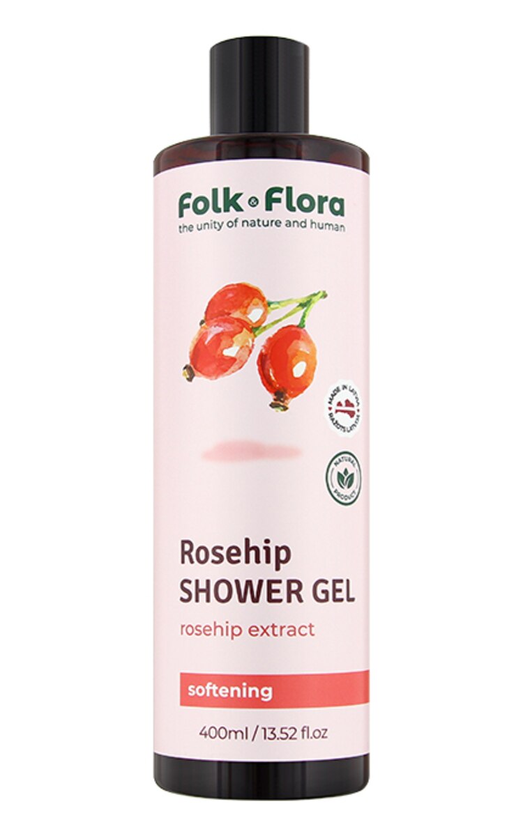 FOLK&FLORA FOLK&FLORA Rosehip dušas gels, softening, 400ml