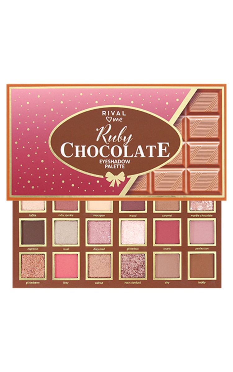 RIVAL LOVES ME RIVAL LOVES ME Eyeshadow Palette acu ēnu palete, 18 toņi, Ruby Chocolate, 14g