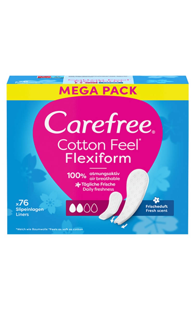 CAREFREE CAREFREE Cotton Feel Flexiform ежедневные прокладки, 76шт. 76 шт