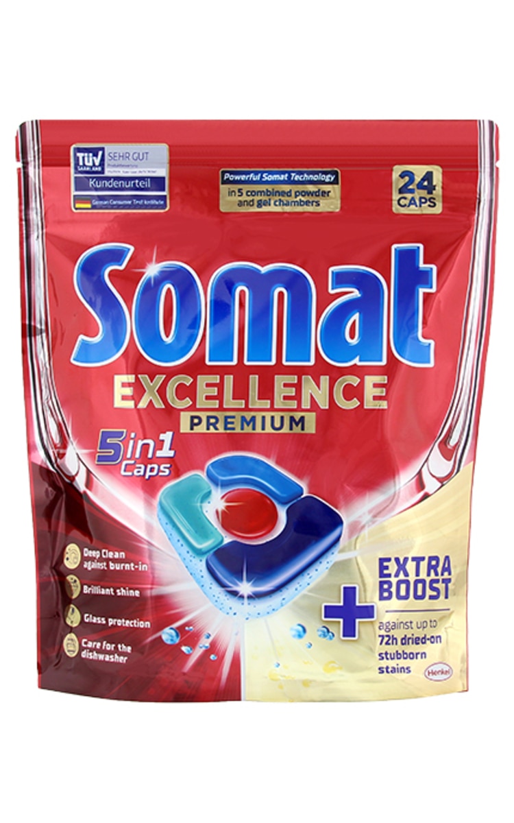 SOMAT SOMAT Excellence Premium 5in1 tabletes trauku mazgāšanas mašīnai, 24gab. 24 gab.